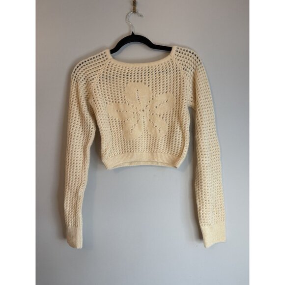 NWT MANGO Open Work Boat Neck Sweater Cream Sz S [jb] - Picture 10 of 10